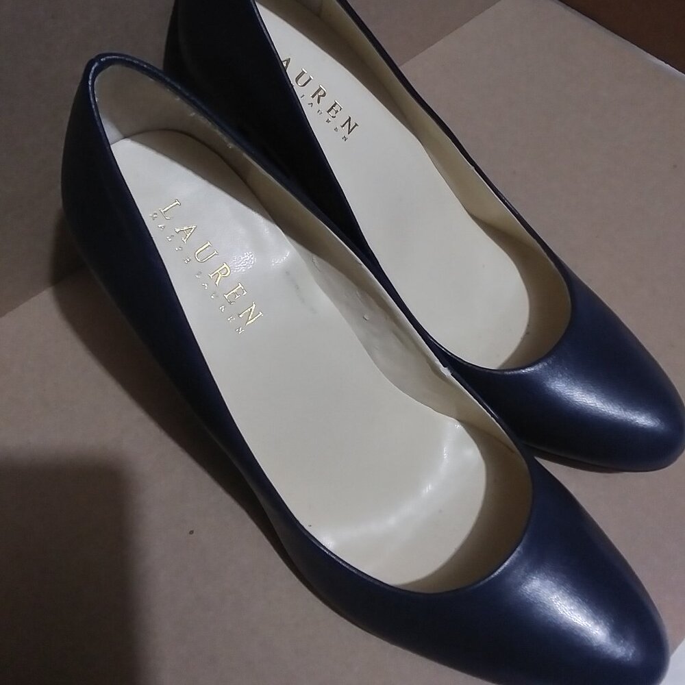 Lauren Ralph Lauren Women's Zamora Pumps Heels Shoes Leather Upper Navy sz 7.5
